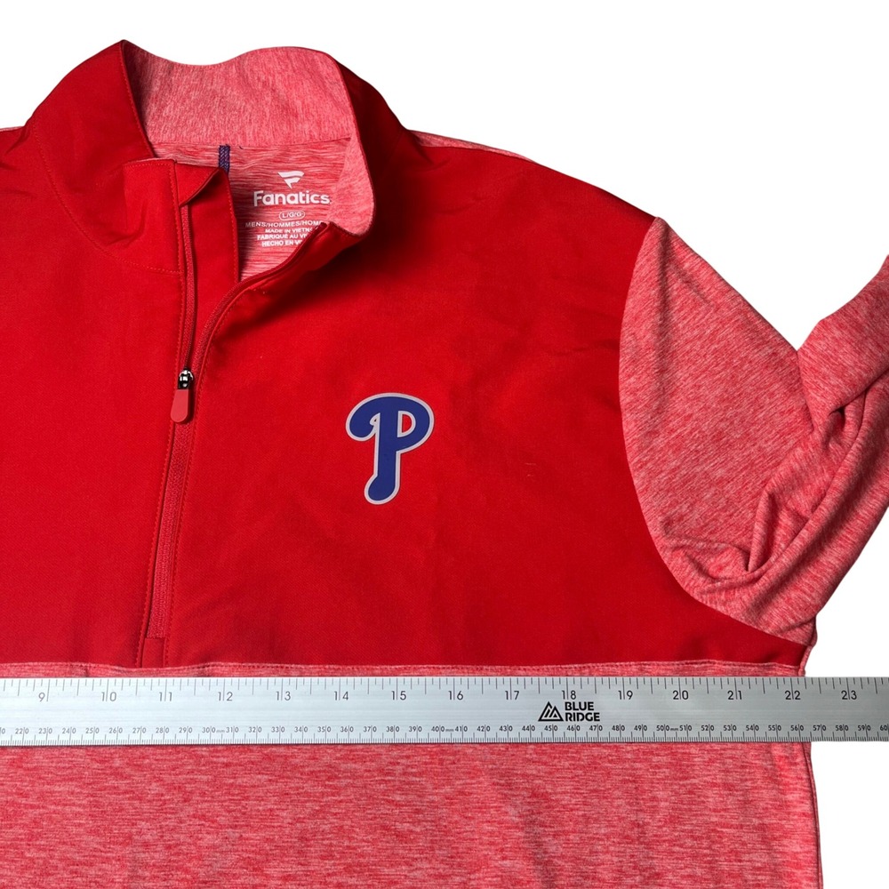 Fanatics Philadelphia Phillies Pullover Mens Large Red Quarter Zip MLB Logo - Picture 7 of 9